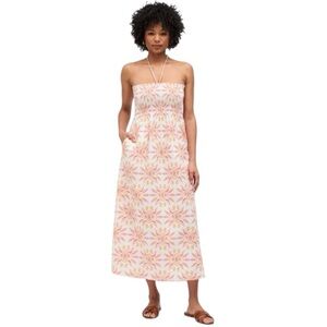 HILL HOUSE HOME  - Lucy Nap Dress Orange Floral Strapless Maxi Dress Sz M